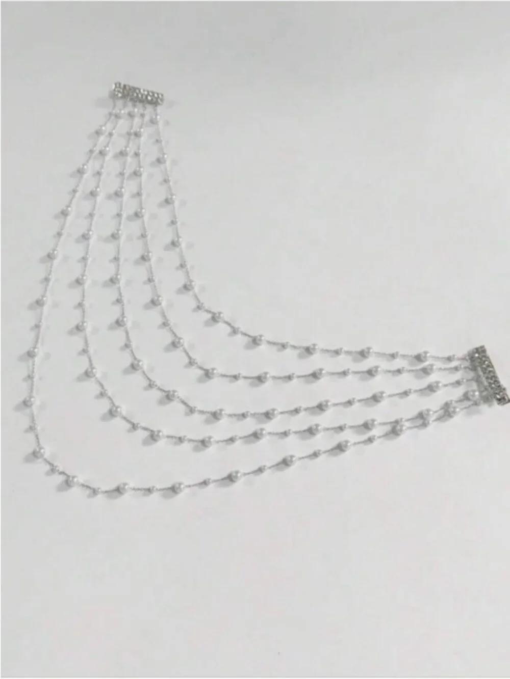 Trending! New Silver Pearl Hair Chain Hair Clip Wedding Festival Boho (4002)